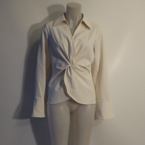 Cinq à Sept Cream Blouse- knotted front - Picture 4 of 15